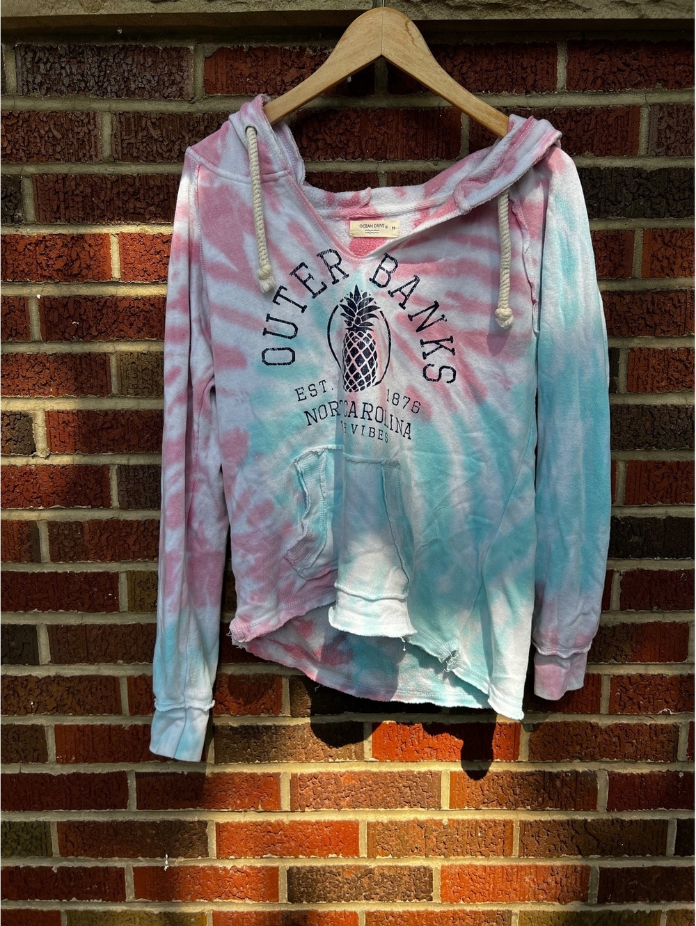 Ocean Drive Multicolored Tie Dye Outer Banks North Carolina Pullover Hoodie